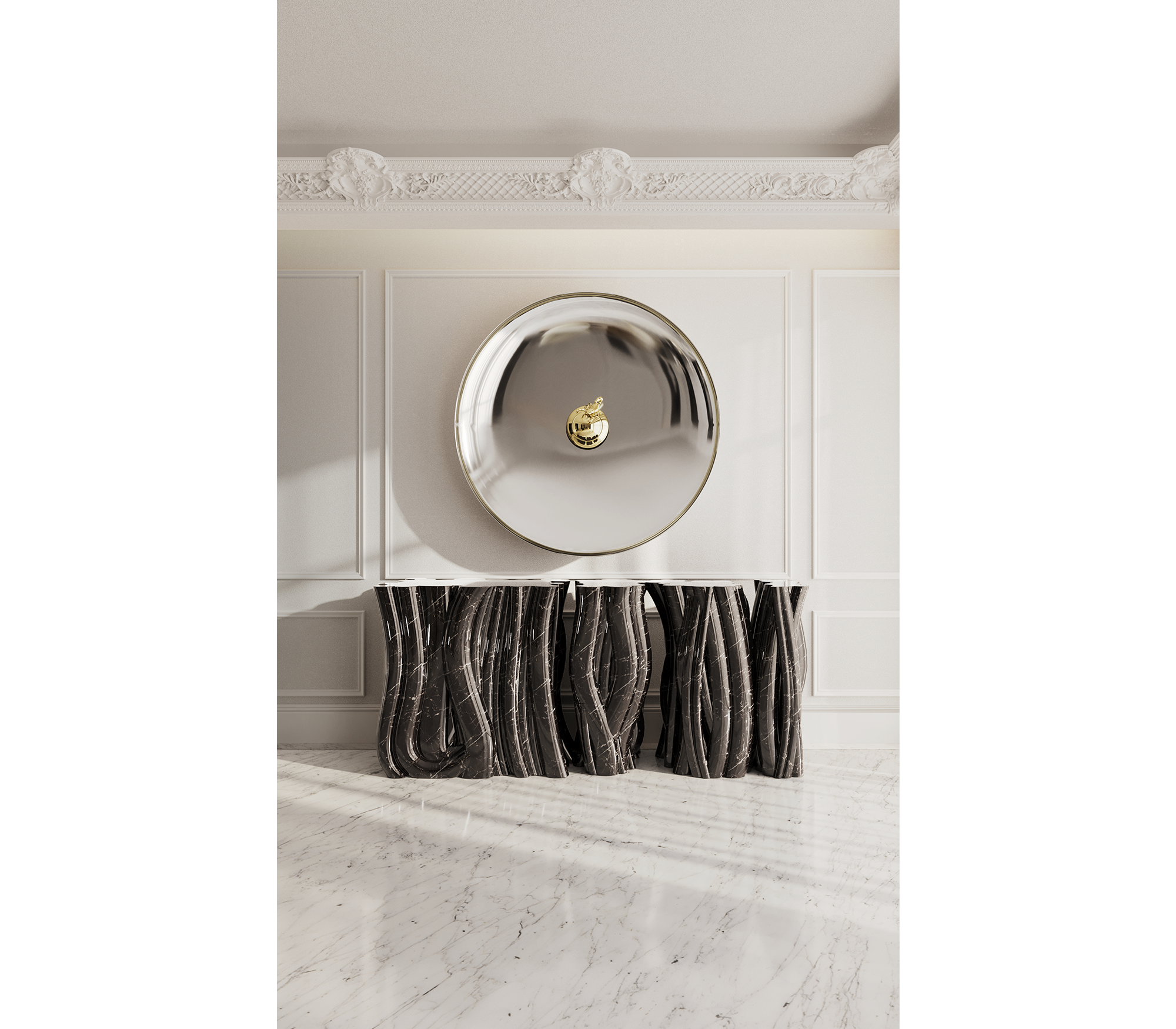 Monochrome Consoles Fluid Sculptural Resin Entryways Cabinet Table