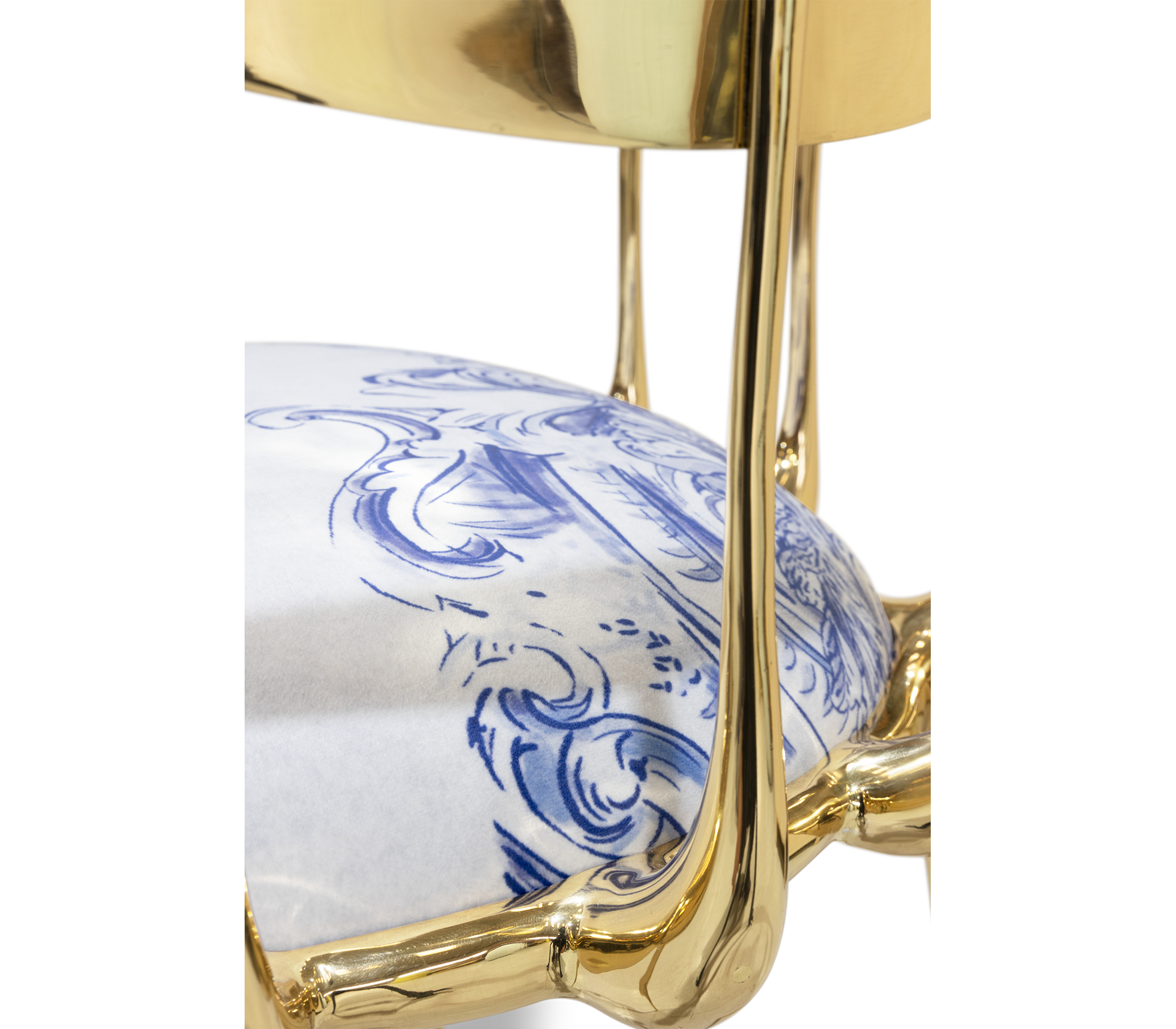 Nº 11 Azulejo Print Polished Brass Heritage Chair