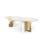 Ophelia Oval Carrara Marble & Gold Dining Table