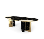 Ophelia Oval Carrara Marble & Gold Dining Table