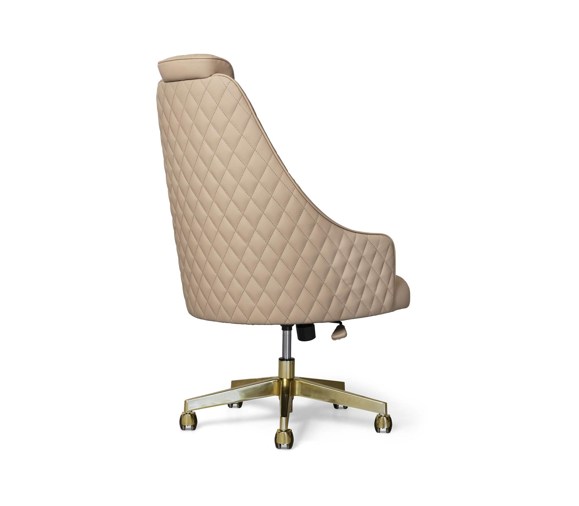 Atlas Diamond Stitch Leather Executive Office Chair with Brass Base
