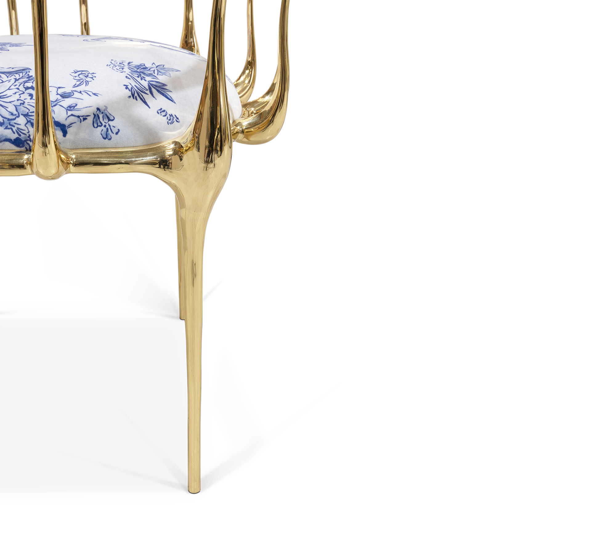 Nº 11 Azulejo Print Polished Brass Heritage Chair