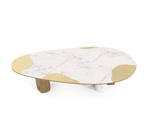 Ophelia Oval Carrara Marble & Gold Dining Table