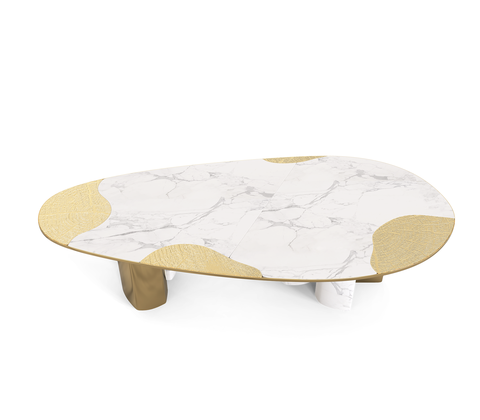 Ophelia Oval Carrara Marble & Gold Dining Table