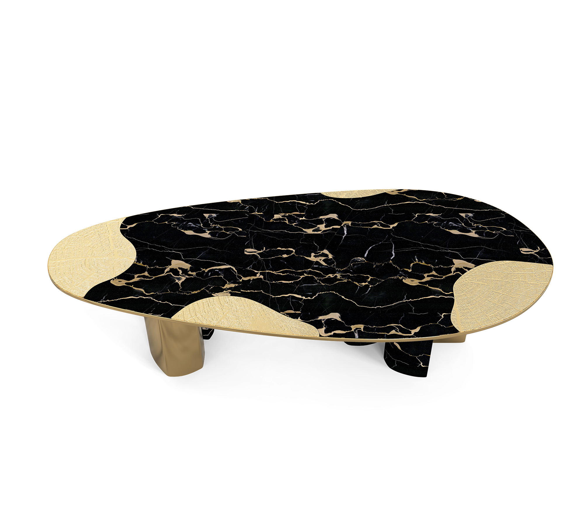 Ophelia Oval Carrara Marble & Gold Dining Table