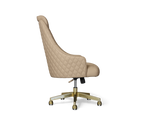 Atlas Diamond Stitch Leather Executive Office Chair with Brass Base