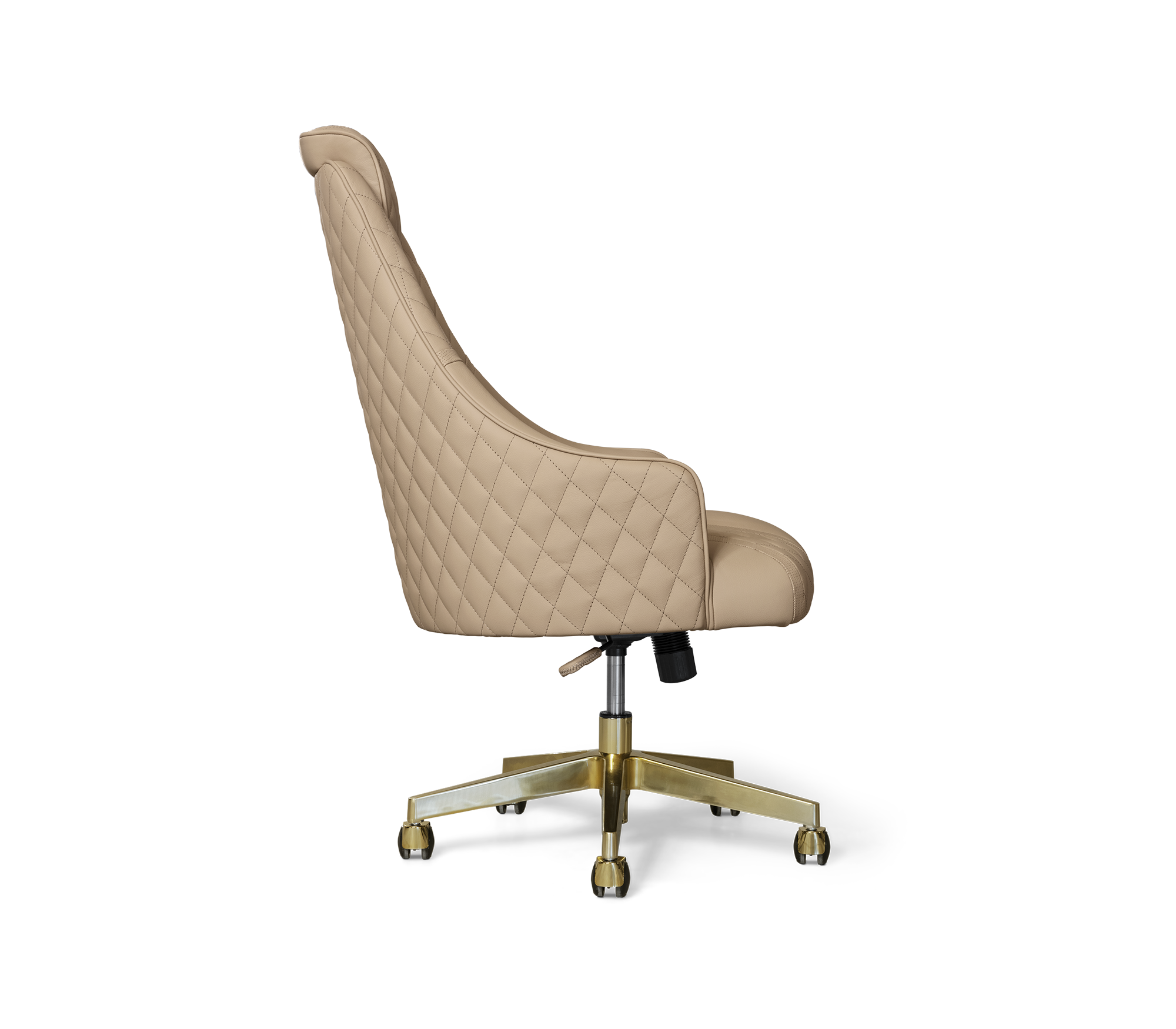 Atlas Diamond Stitch Leather Executive Office Chair with Brass Base