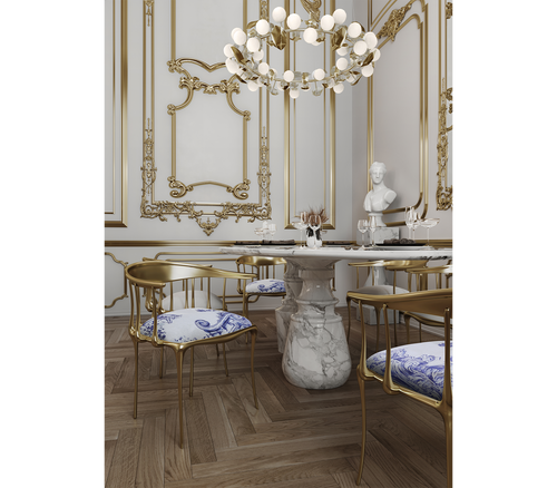 Nº 11 Azulejo Print Polished Brass Heritage Chair