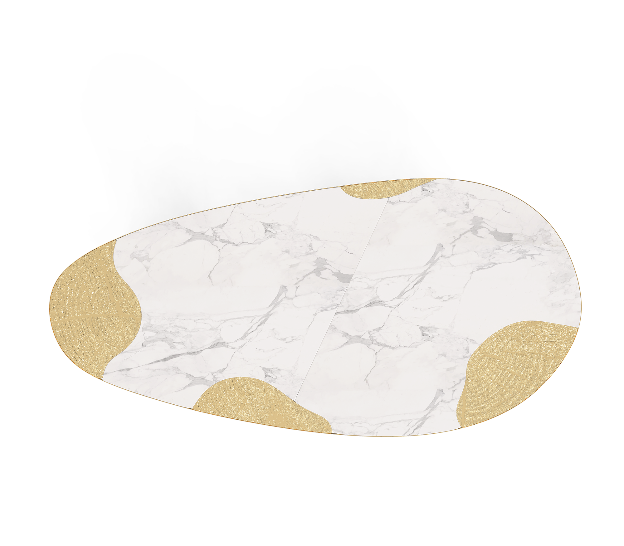 Ophelia Oval Carrara Marble & Gold Dining Table