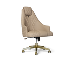 Atlas Diamond Stitch Leather Executive Office Chair with Brass Base