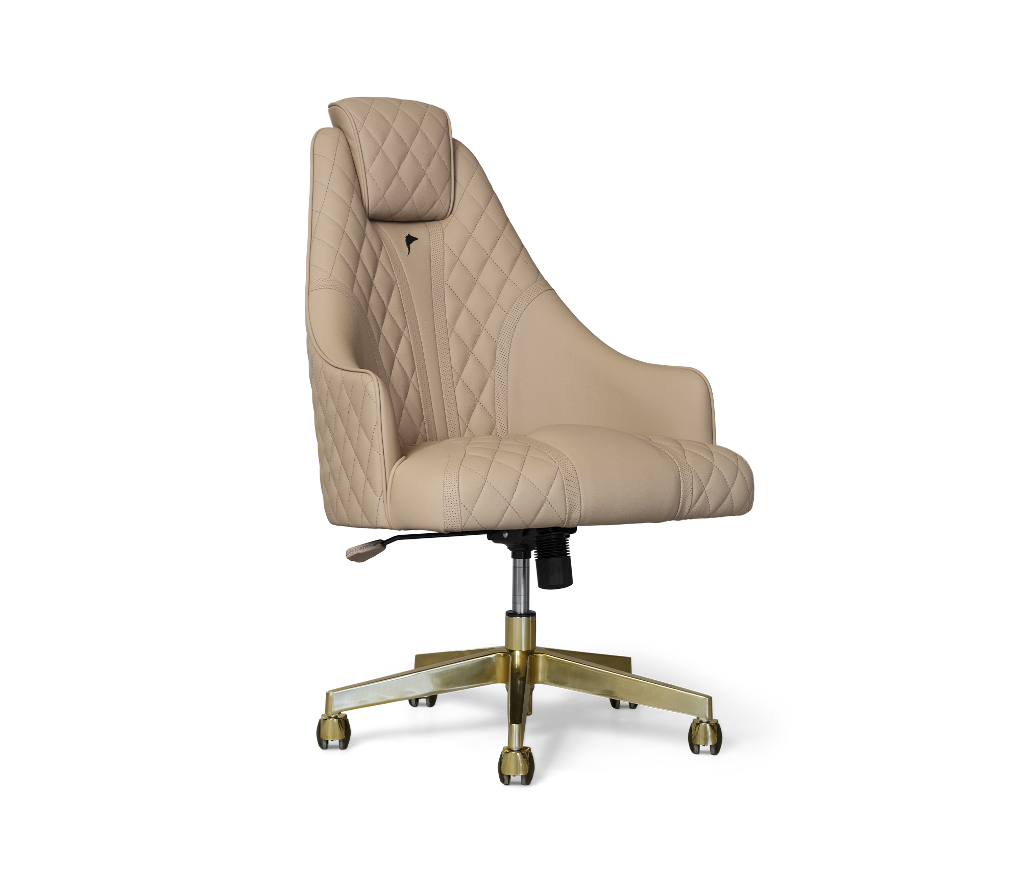 Atlas Diamond Stitch Leather Executive Office Chair with Brass Base