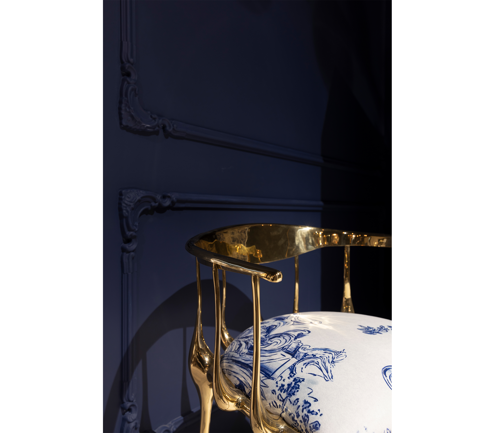 Nº 11 Azulejo Print Polished Brass Heritage Chair