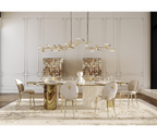 Ophelia Oval Carrara Marble & Gold Dining Table