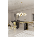 Ophelia Oval Carrara Marble & Gold Dining Table