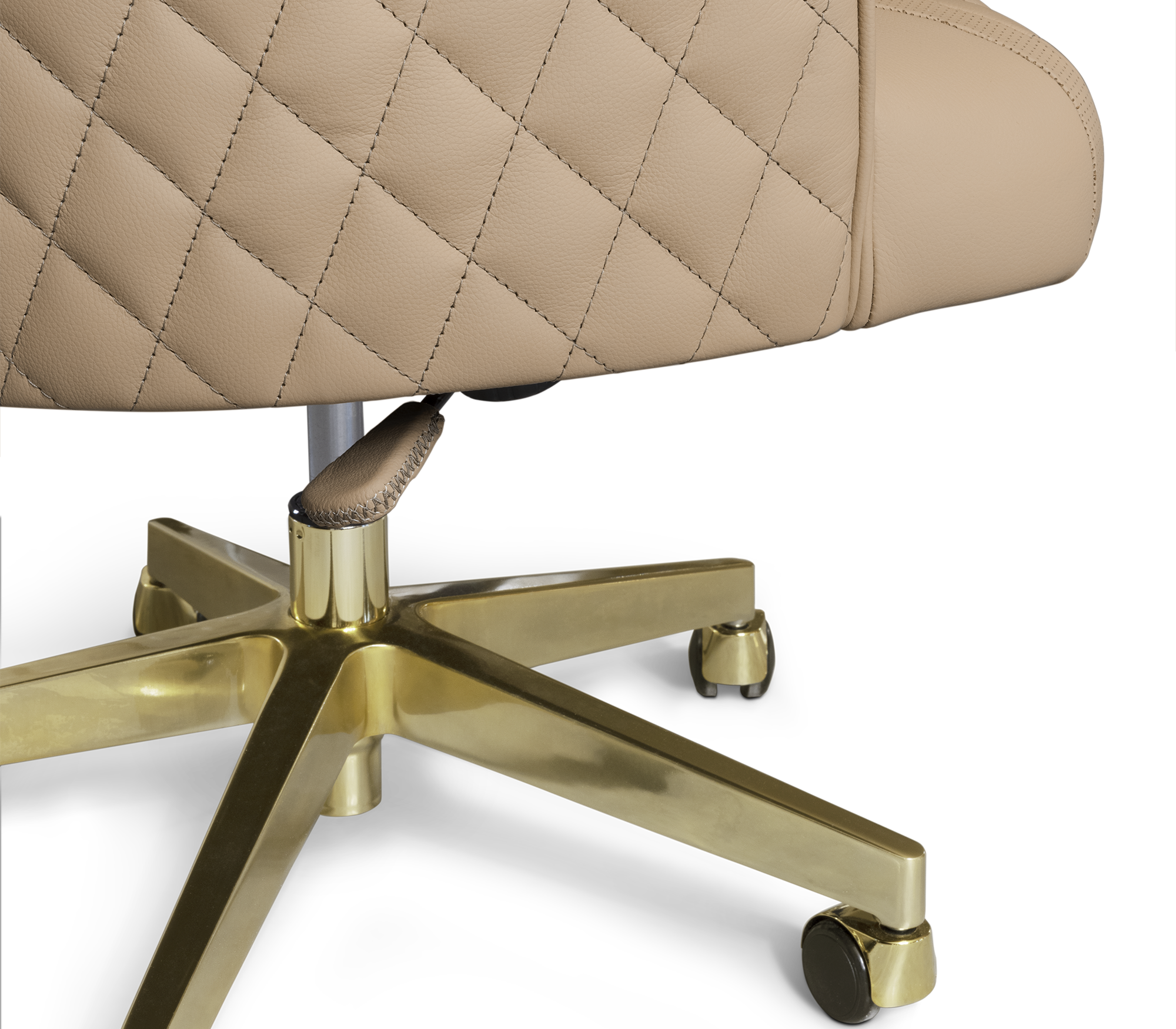 Atlas Diamond Stitch Leather Executive Office Chair with Brass Base