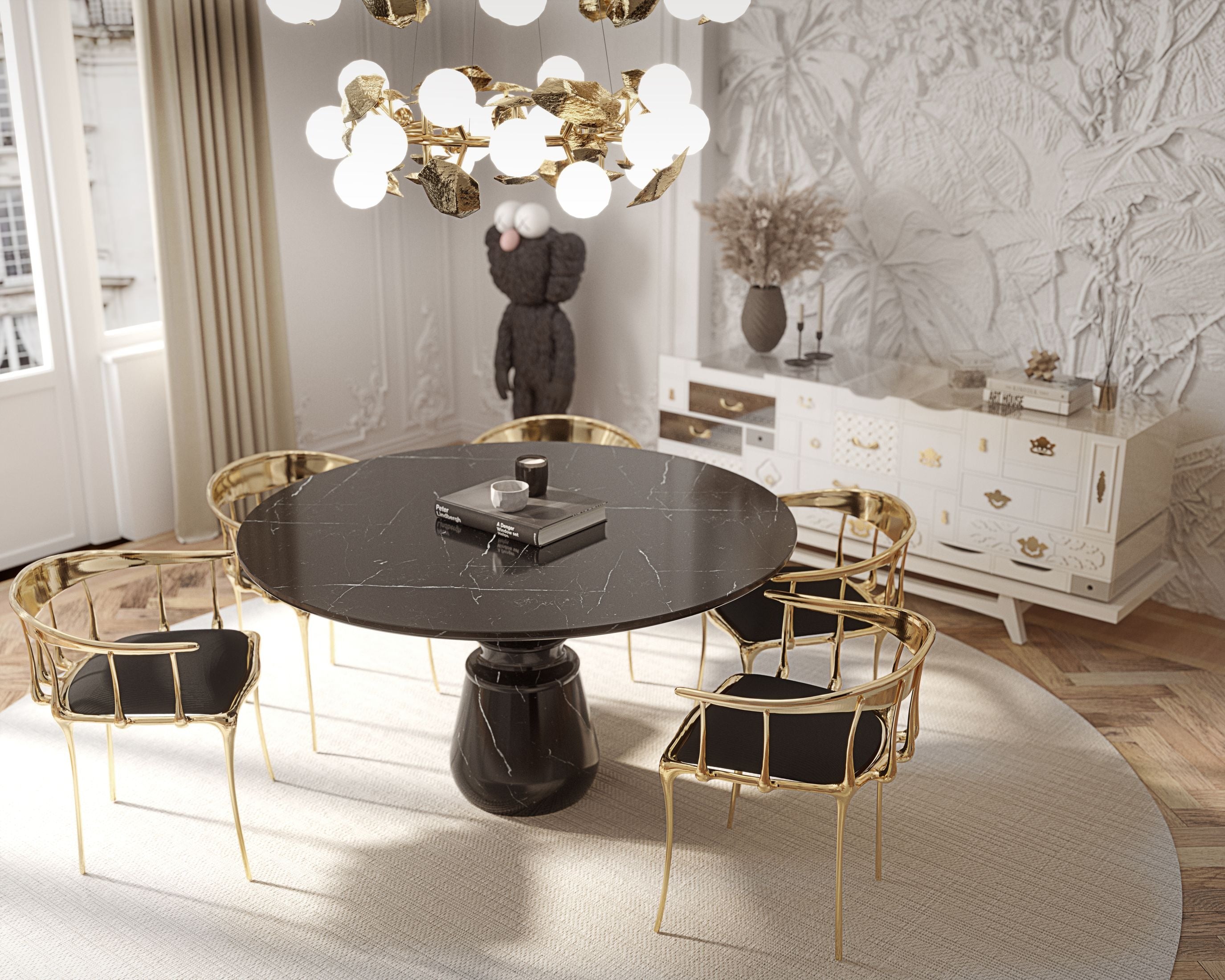 Nº11  Surrealist Polished Gold Cast Brass Dining Chair
