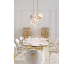 Ophelia Oval Carrara Marble & Gold Dining Table