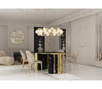 Ophelia Oval Carrara Marble & Gold Dining Table