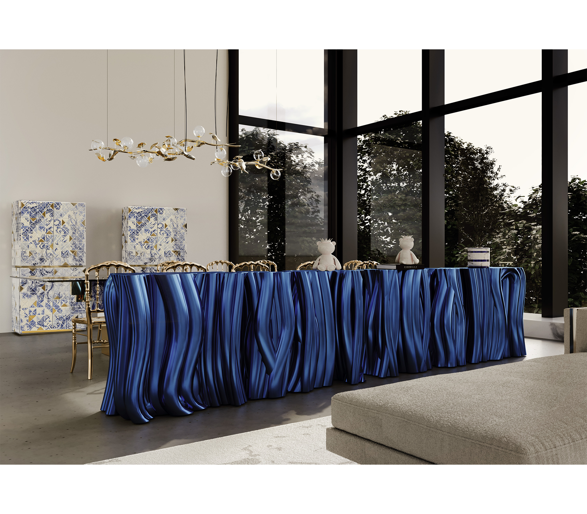 Monochrome Consoles Fluid Sculptural Resin Entryways Cabinet Table