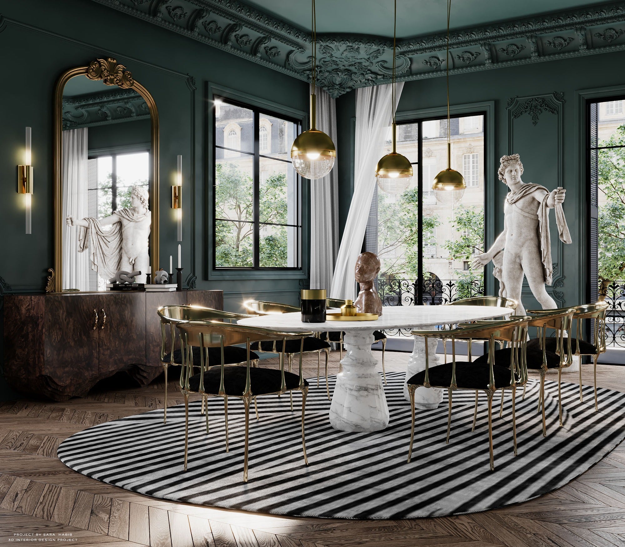 Nº11  Surrealist Polished Gold Cast Brass Dining Chair