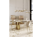 Ophelia Oval Carrara Marble & Gold Dining Table