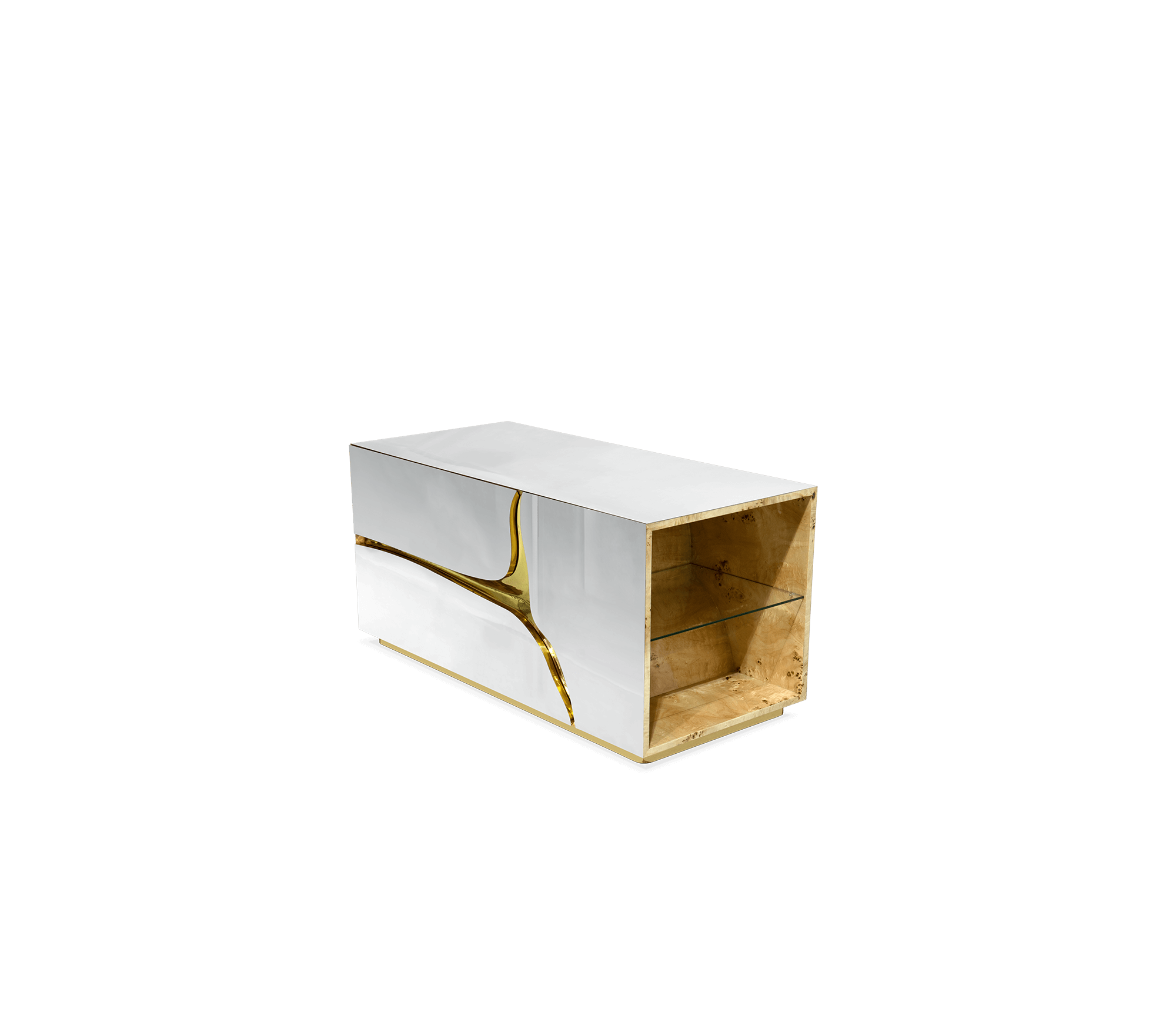 Lapiaz Cracked Stone Mirrored Luxury Nightstand