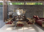 Nº 11 Burgundy Velvet Polished Gold Surrealist Dining Chair