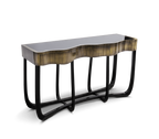 Sinuous Consoles Patina Brass Wave Entryways Cabinet Table