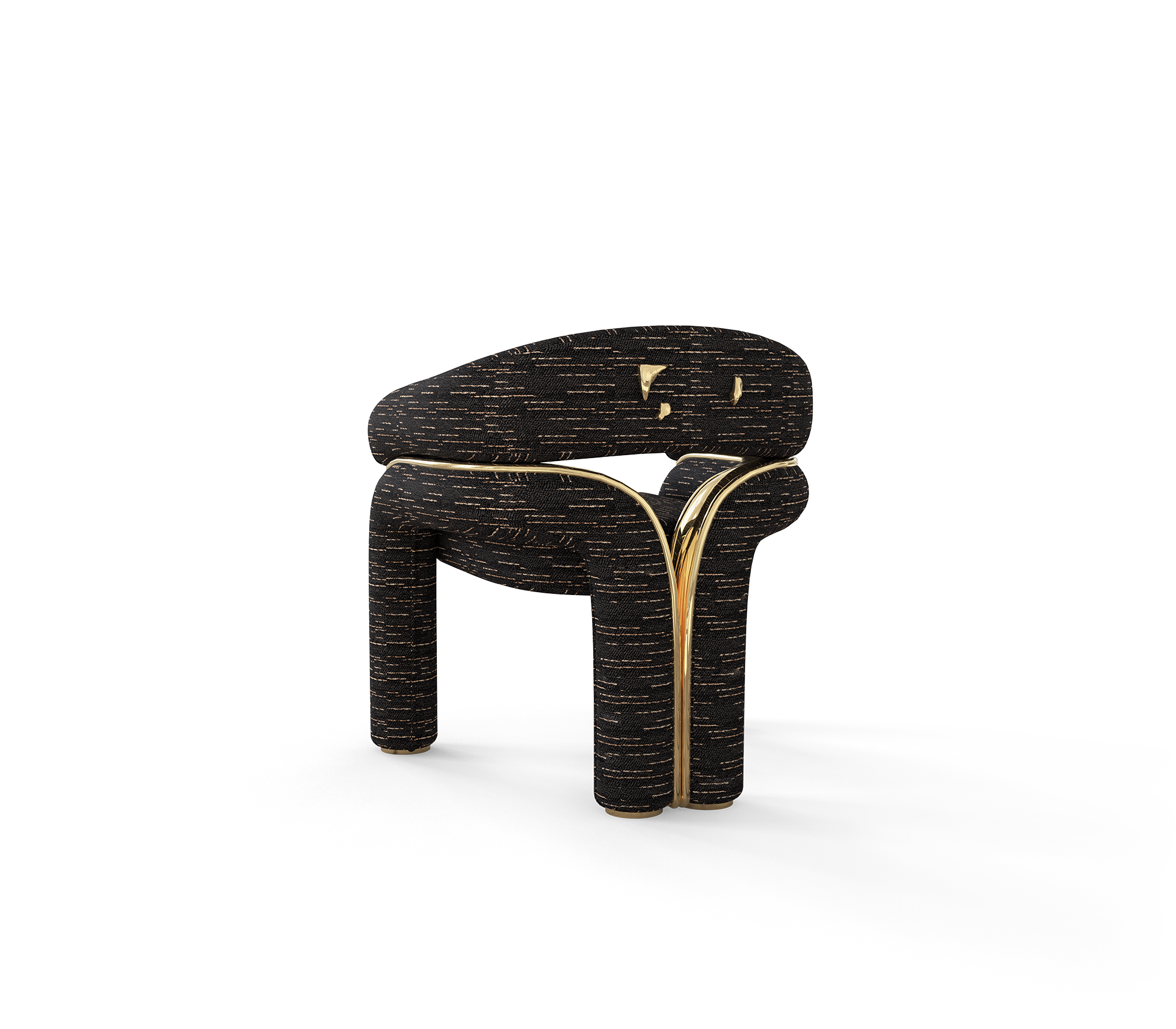 Elara Curved Sculptural Polished Brass Luxury Dining Chair