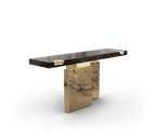 Empire Consoles Hammered Gilded Brass Entryways Cabinet Table