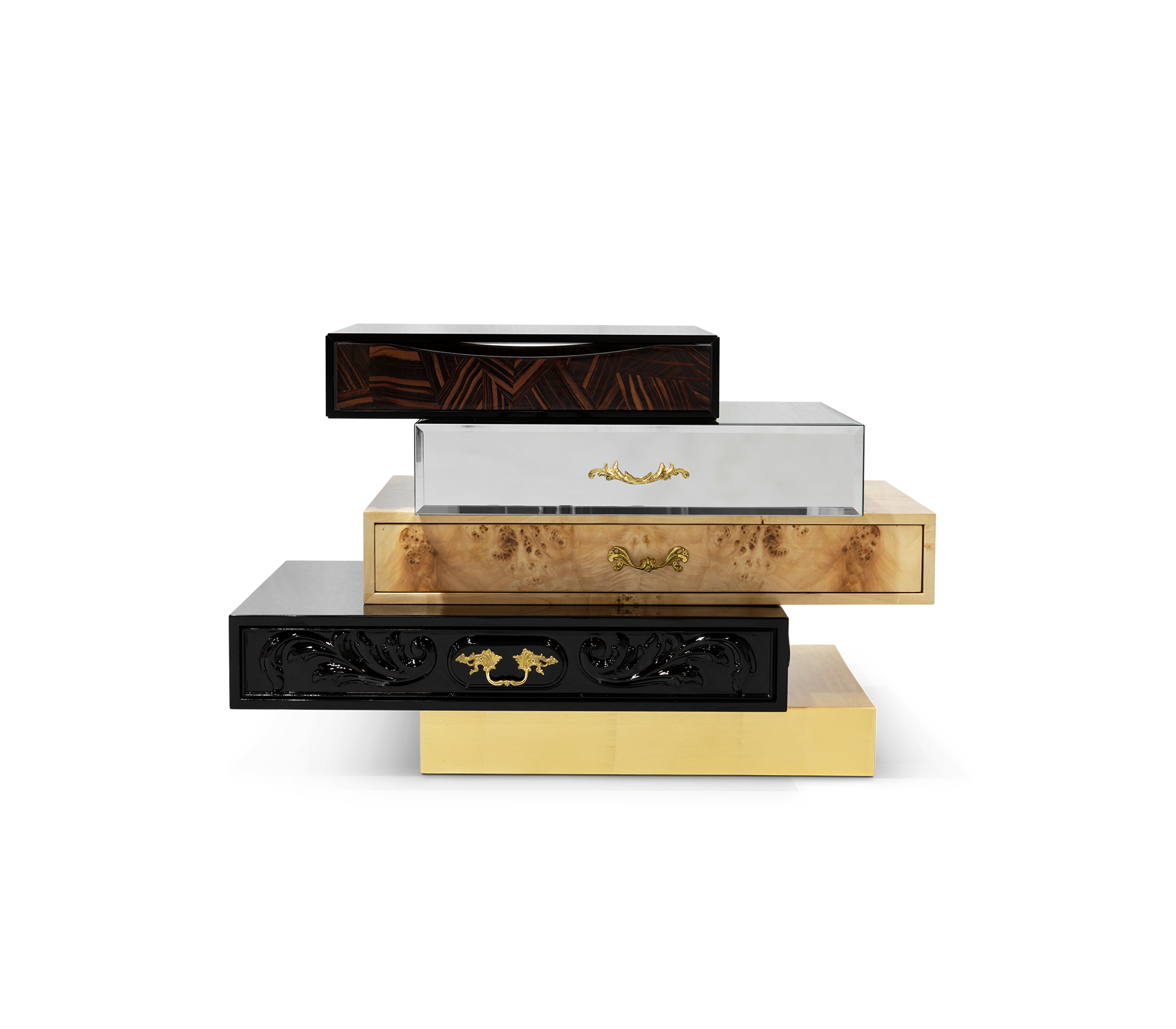 Frank Surreal Multi-Veneer Layered Luxury Nightstand