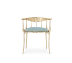 Nº 11 Light Blue Velvet Surrealist Polished Gold Dining Chair
