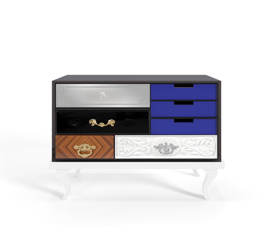 Soho Eclectic Mixed Material Luxury Bedside Table