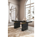 Atlas Diamond Stitch Leather Executive Office Chair with Brass Base