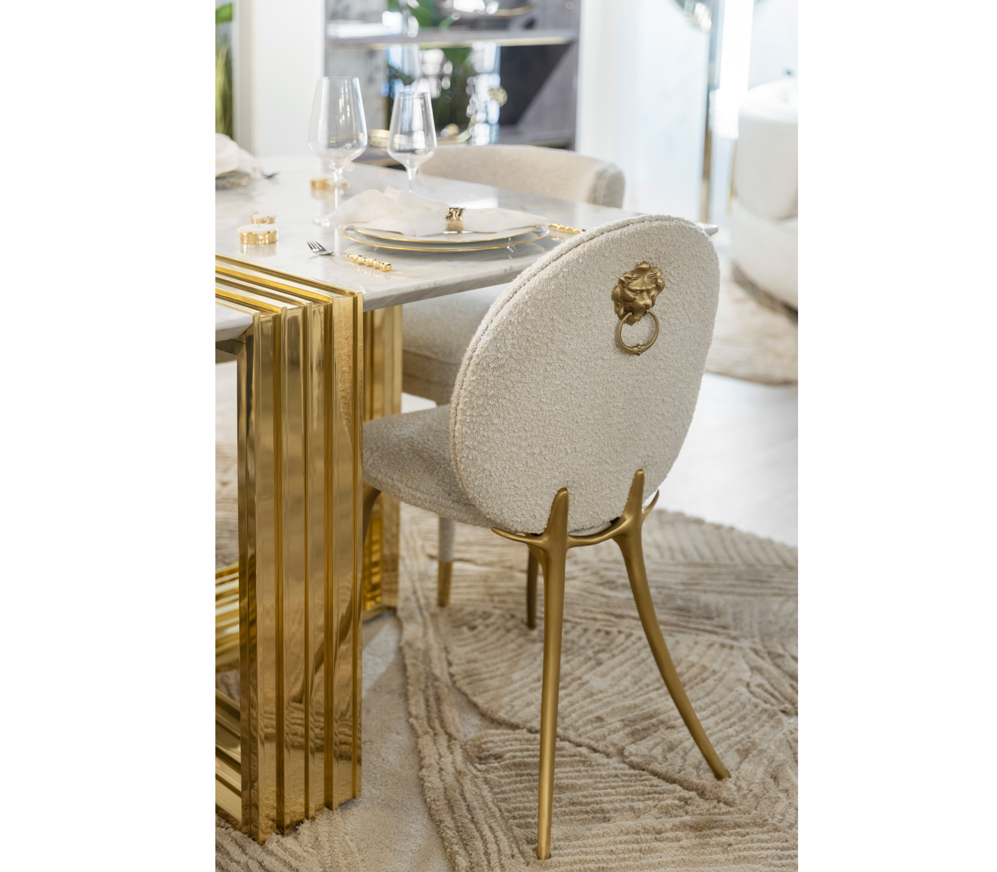 Soleil Curved Brass Modern Luxury Dining Chair