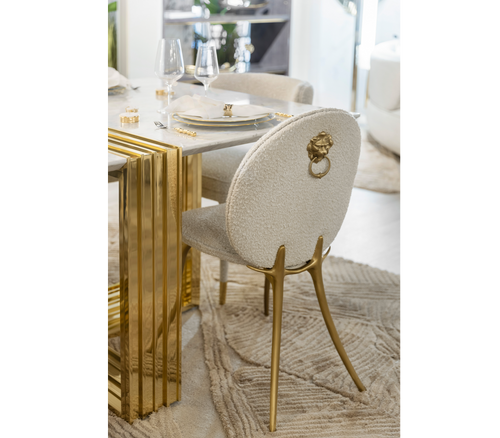 Soleil Curved Brass Modern Luxury Dining Chair