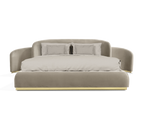 Odette Curved Velvet Polished Brass Luxury King Bed