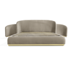 Odette Curved Velvet Polished Brass Luxury King Bed