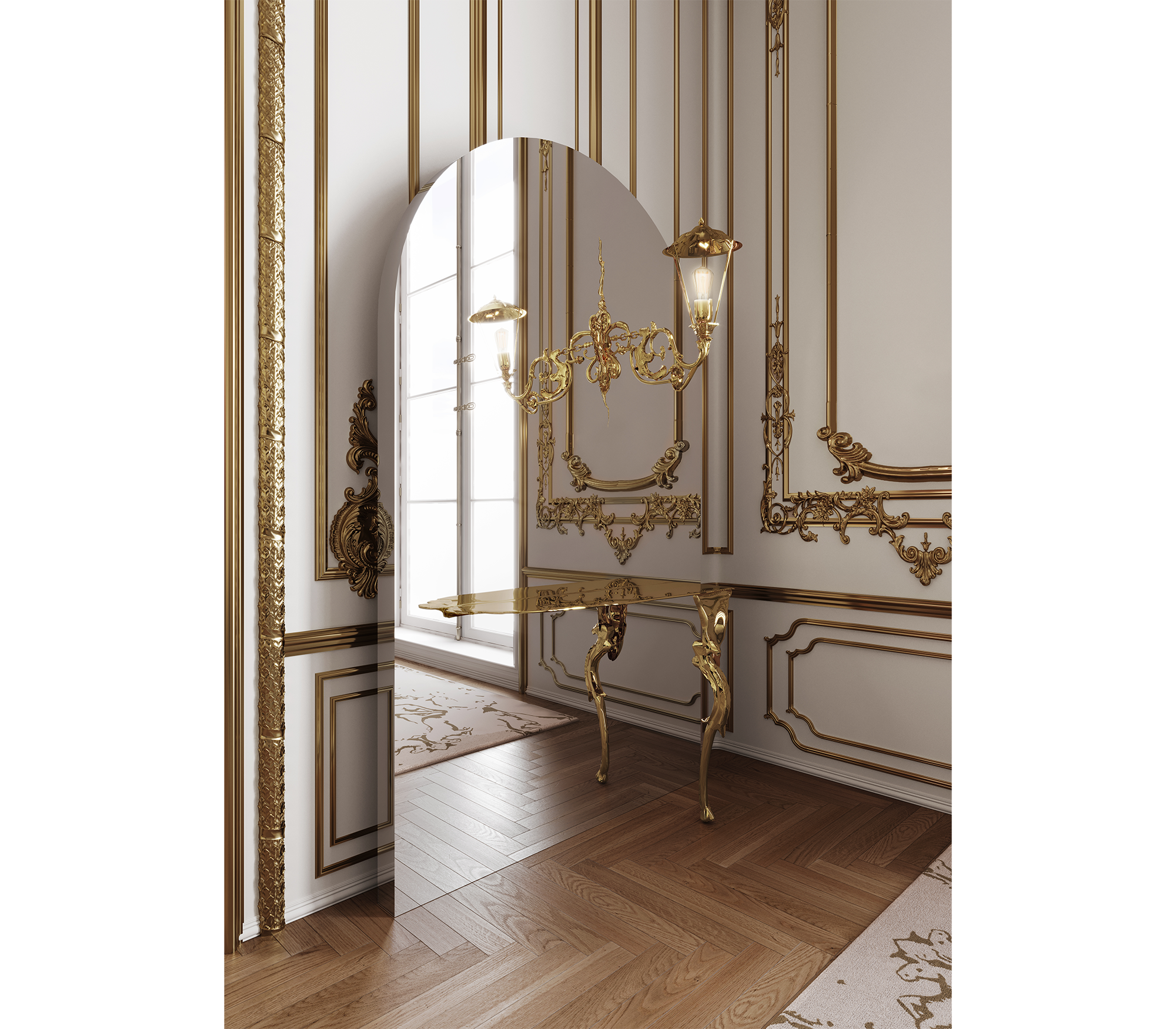 Lumiere Consoles Victorian Cast Brass Mirror Entryways Cabinet Table