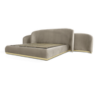 Odette Curved Velvet Polished Brass Luxury King Bed