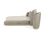 Odette Curved Velvet Polished Brass Luxury King Bed