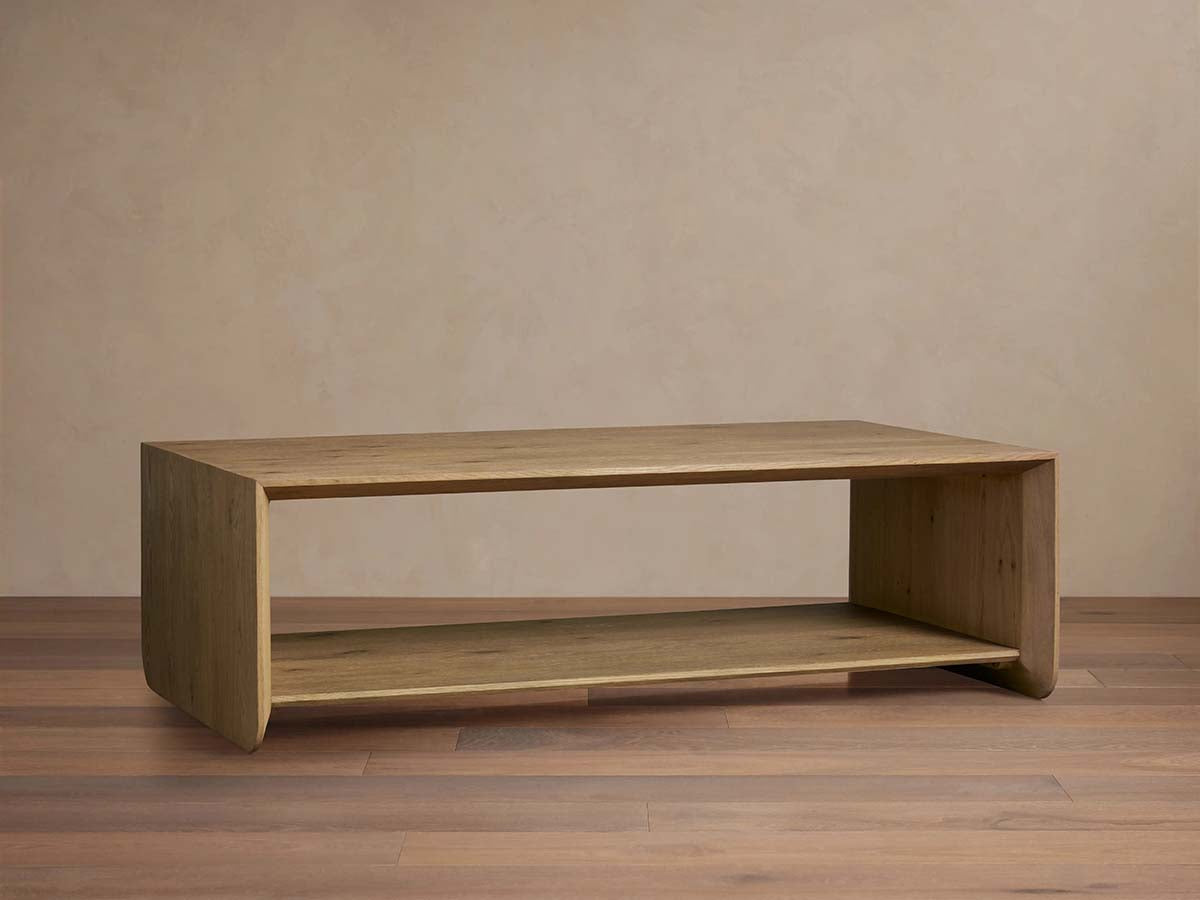 Felton Rectangular Coffee Table Solid Oak Cocktail Table Minimalist Rural Style Living Room Center Tea Table