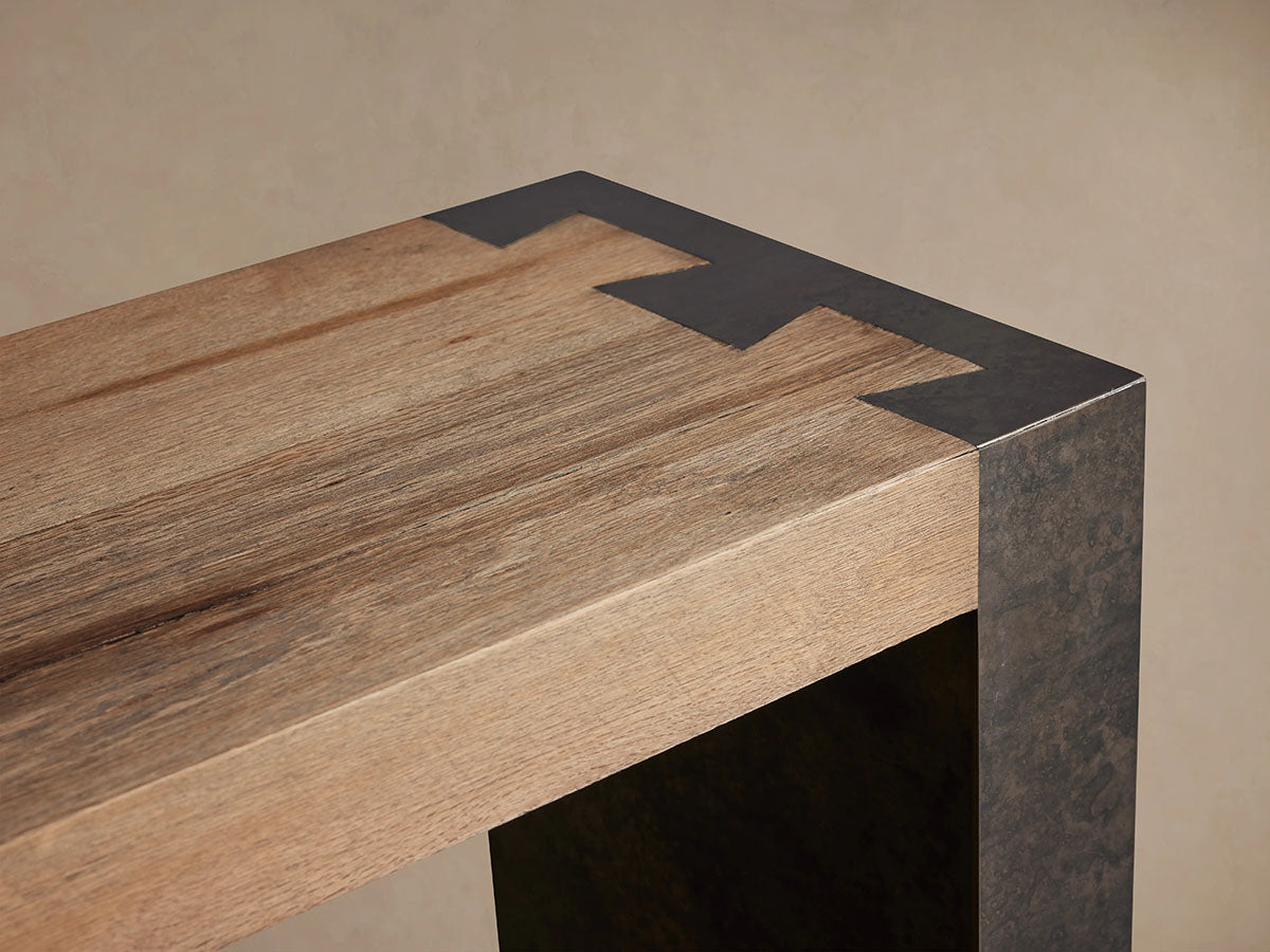 Telluride Entryway Console Table Oak Wood Hallway Entrance Table with Steel Base