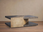 Almeria Coffee Table Guanacaste with Wood & Steel Modern Rustic Style Rectangular Sofa Center Tea Table