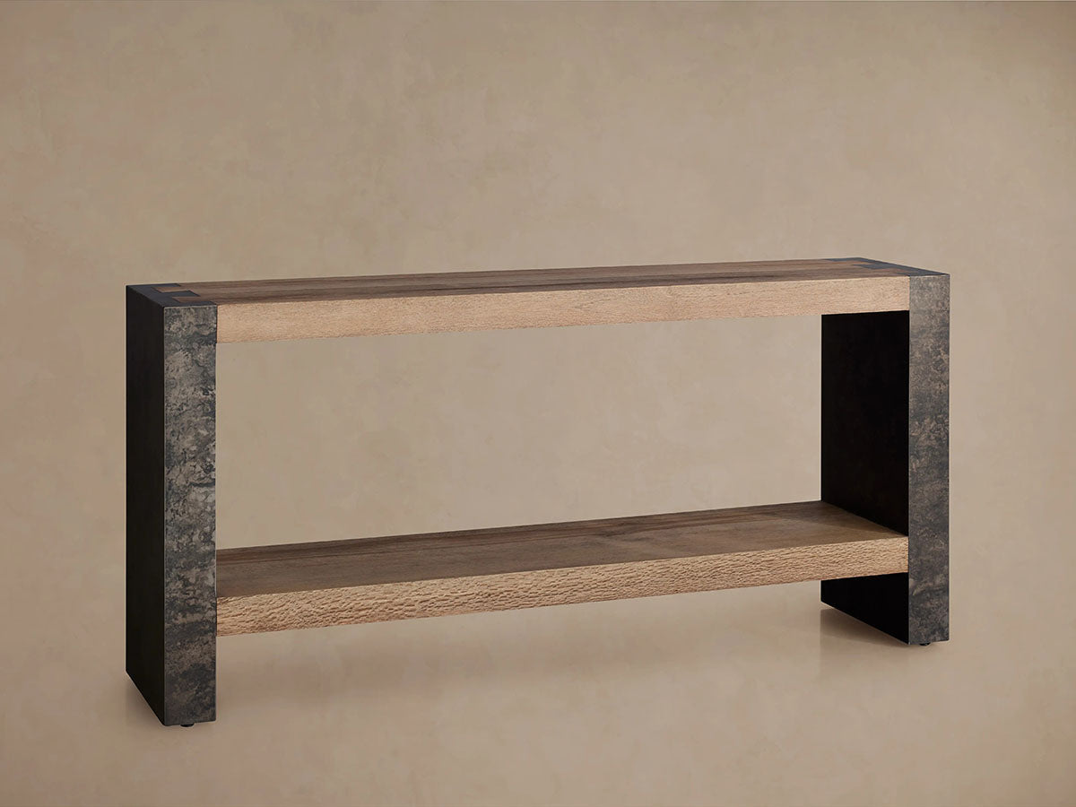 Telluride Entryway Console Table Oak Wood Hallway Entrance Table with Steel Base