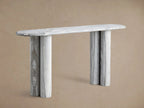 Serafin Entryway Console Table in Solid Grey Dolomite Natural Stone Hallway Entrance Table Modern Luxury & Minimalism Style