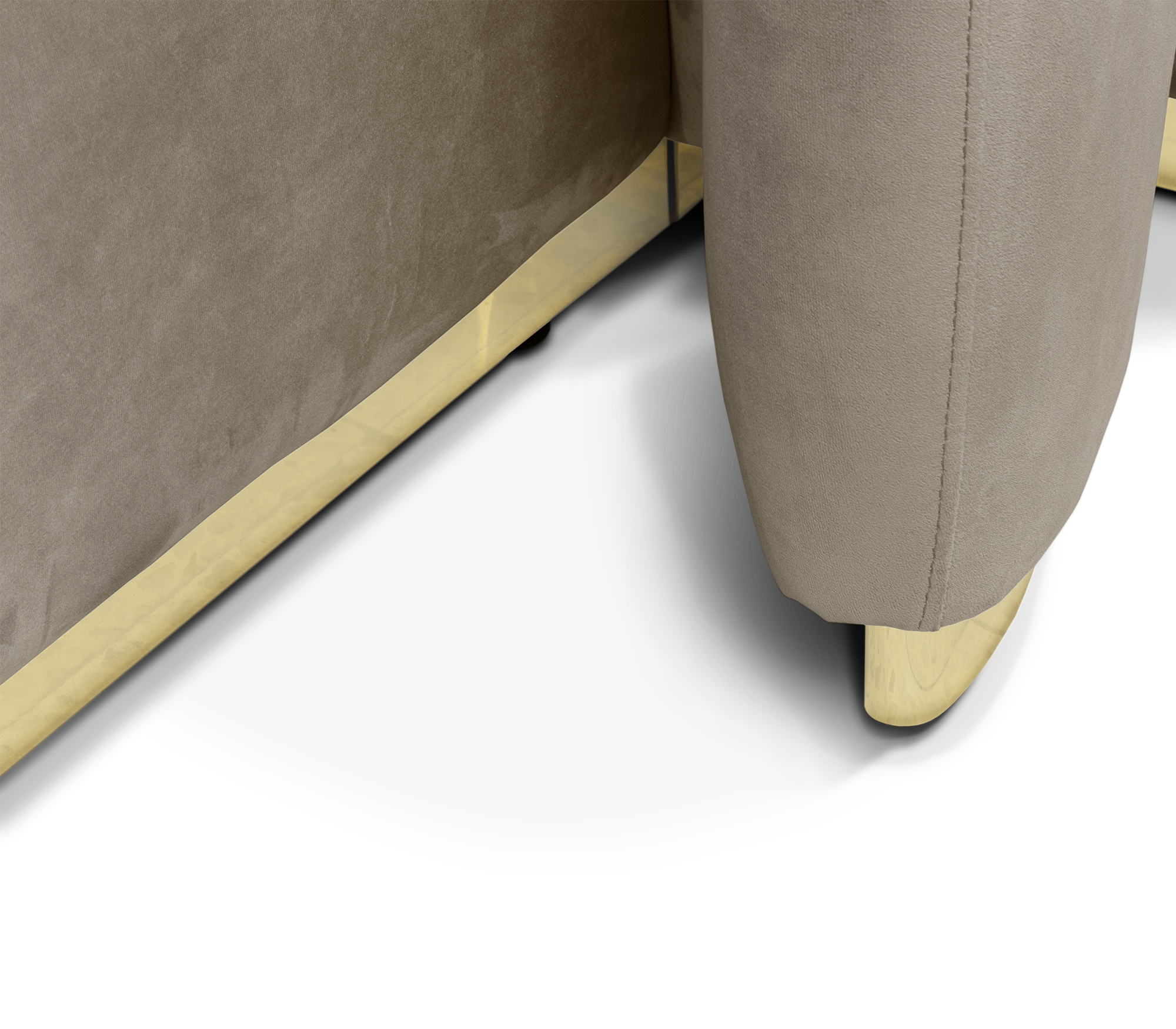 Odette Curved Velvet Polished Brass Luxury King Bed