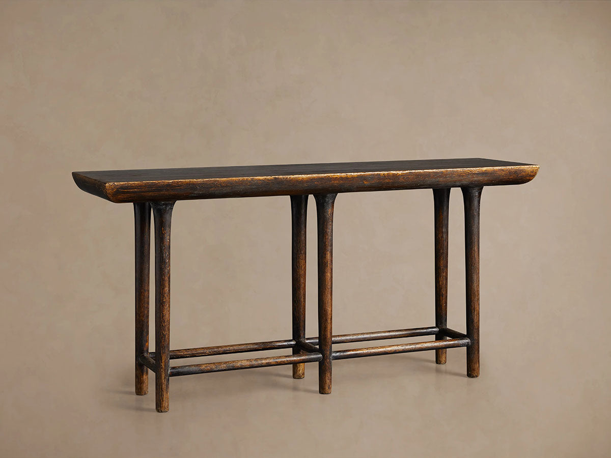 Console d'entrée Yasu en bois de pin, style rustique fermier pour couloir et entrée