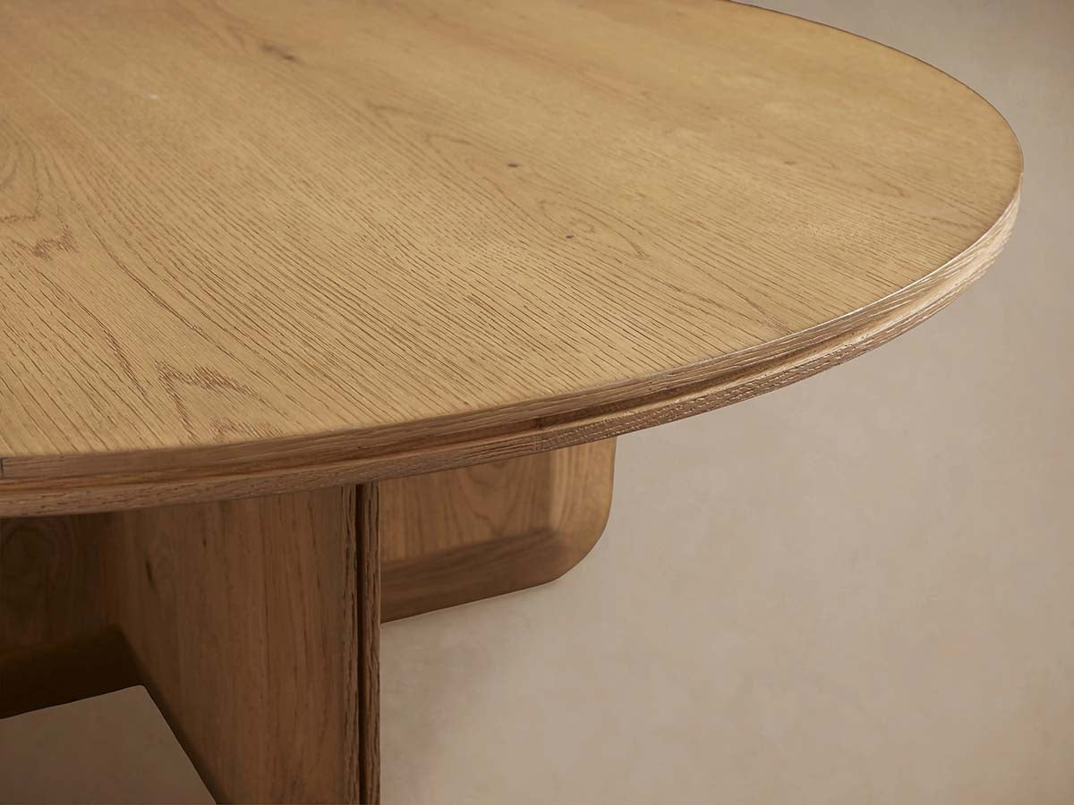 Felton Round Coffee Table Solid Oak Wood Center Tea Table Minimalist Rural Style