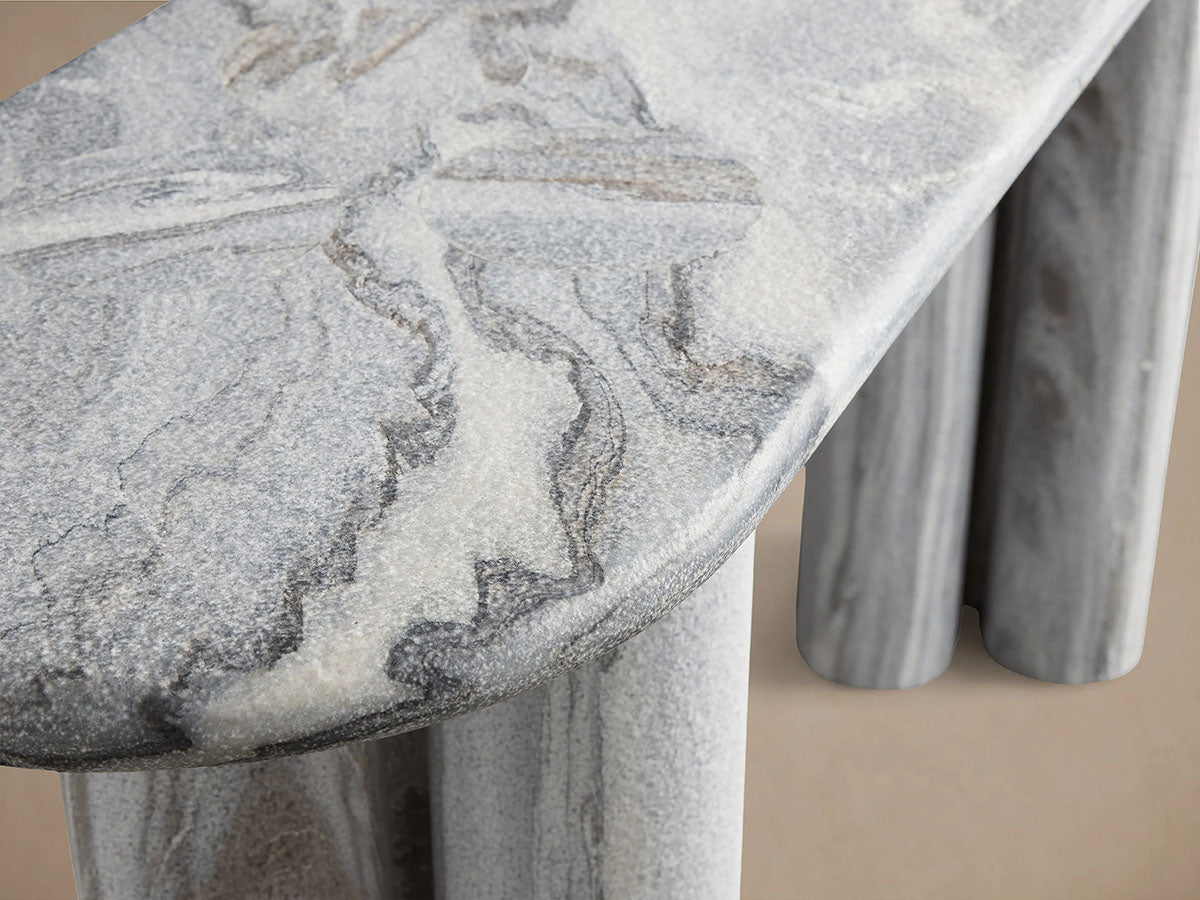 Serafin Entryway Console Table in Solid Grey Dolomite Natural Stone Hallway Entrance Table Modern Luxury & Minimalism Style